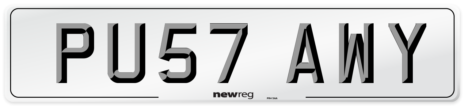 PU57 AWY Number Plate from New Reg